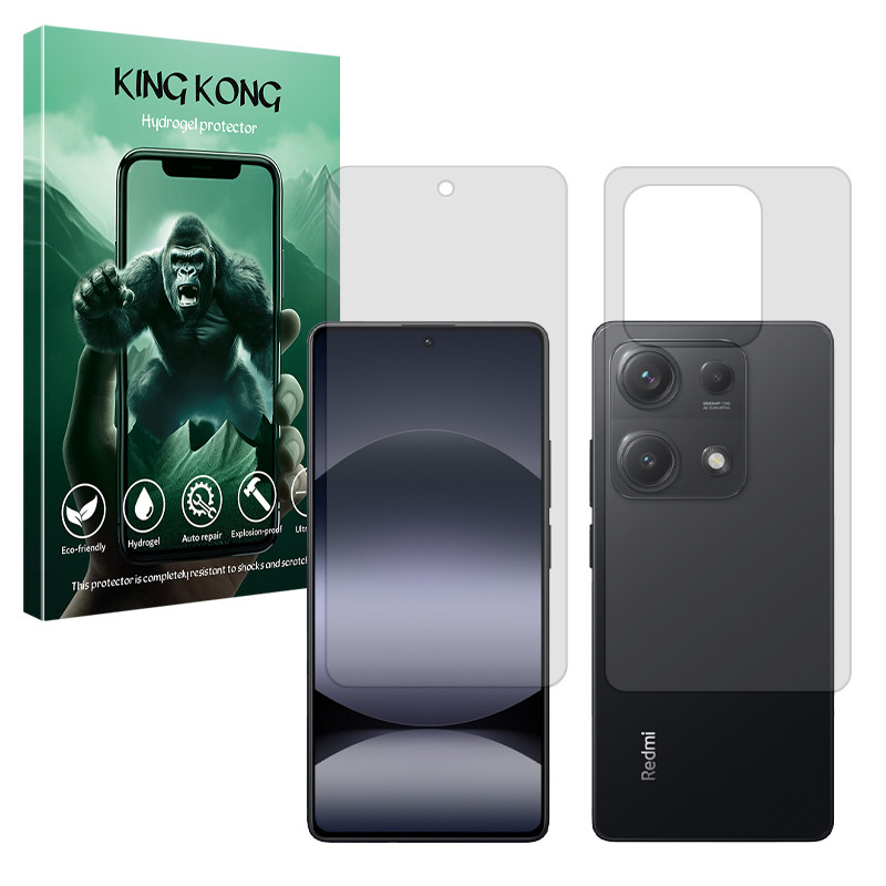 محافظ صفحه نمایش شفاف کینگ کونگ مدل Tough مناسب برای گوشی موبایل شیائومی Redmi Note 14S به همراه محافظ پشت گوشی