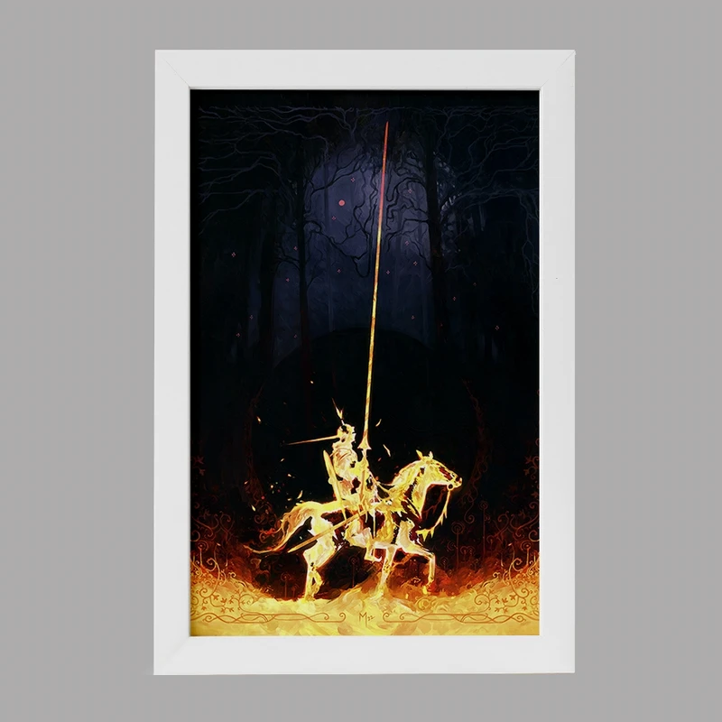 تابلو خندالو مدل شوالیه در شعله های آتش کد F1118