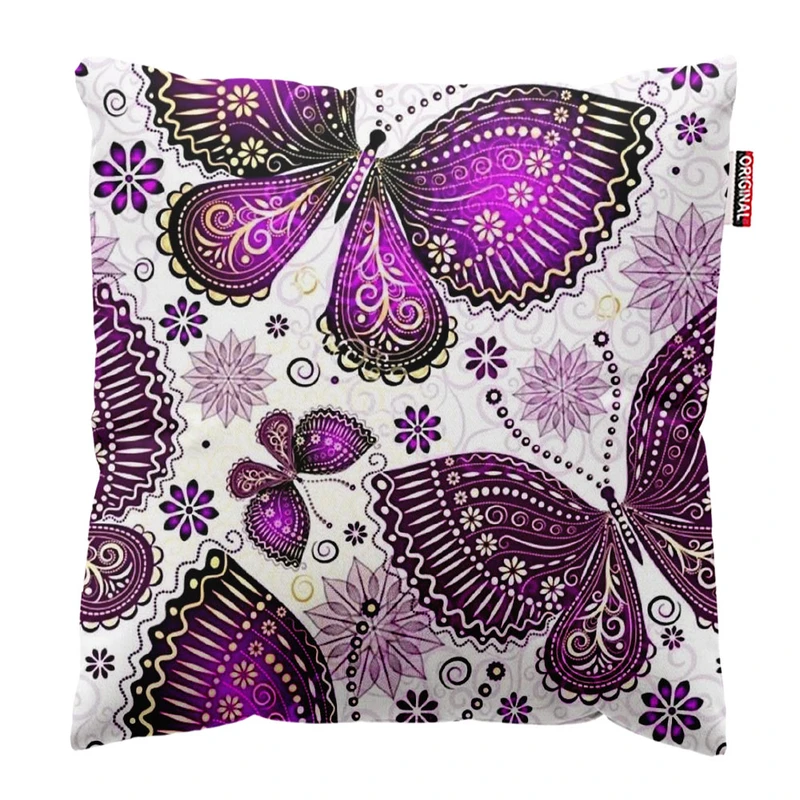 کوسن پاد آفرین طرح پروانه و گل سایز 30*30 سانتی متر کد 1024