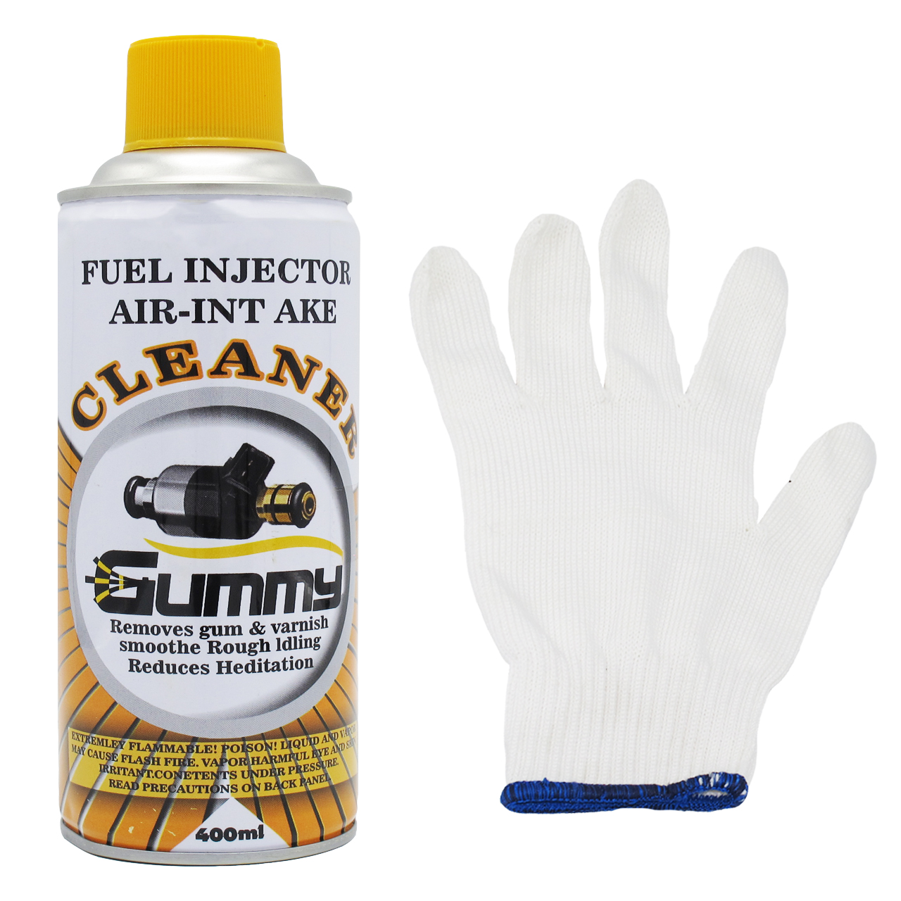 اسپری تمیزکننده انژکتور گامی مدل CLEANER حجم400 میلی لیتر به همراه دستکش ایمنی مدل KK24