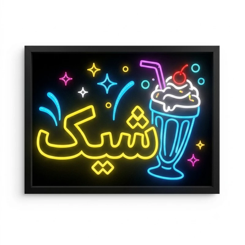 تابلو ال ای دی مدل نئون فلکسی شیک بستنی سایز 60*70 سانتی متر