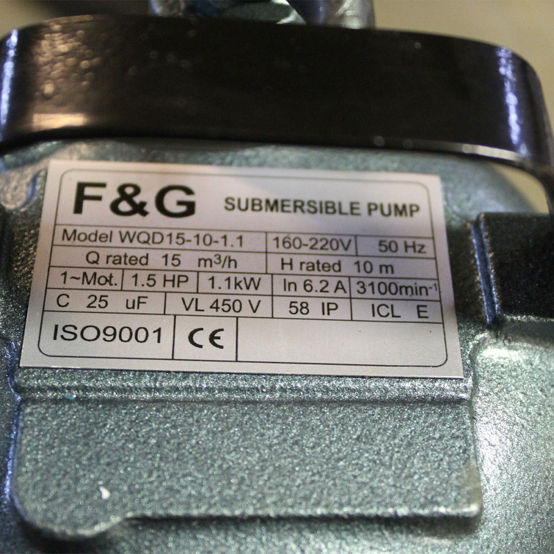 پمپ لجن کش اف اند جی مدل WQD 15-10-1.1