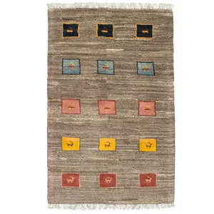 گبه دستباف یک متری کد 448 طرح خشتی