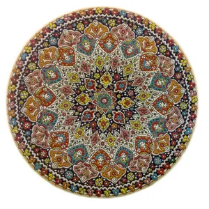 بشقاب سفالی میناکاری آبی عمیق کد 61 قطر 35 سانتی متر