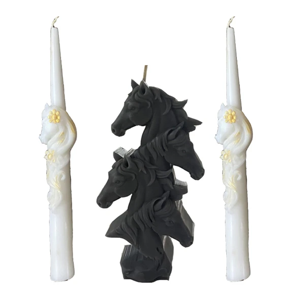 شمع دست‌ساز بدون‌بو مدل اسب سال نو کد 12 زمان اتمام 10 ساعت بسته سه عددی