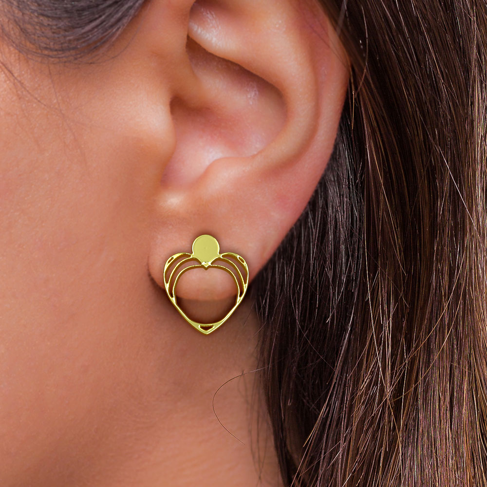 گوشواره طلا 18 عیار زنانه مدوپد مدل قلب کد GA1-10298