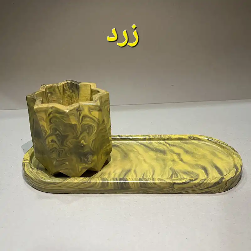 گلدان سنگی مدل ستاره ابرو بادی به همراه زیر گلدانی