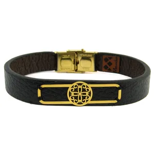Mancho BFG020 Leather and Gold Bracelet