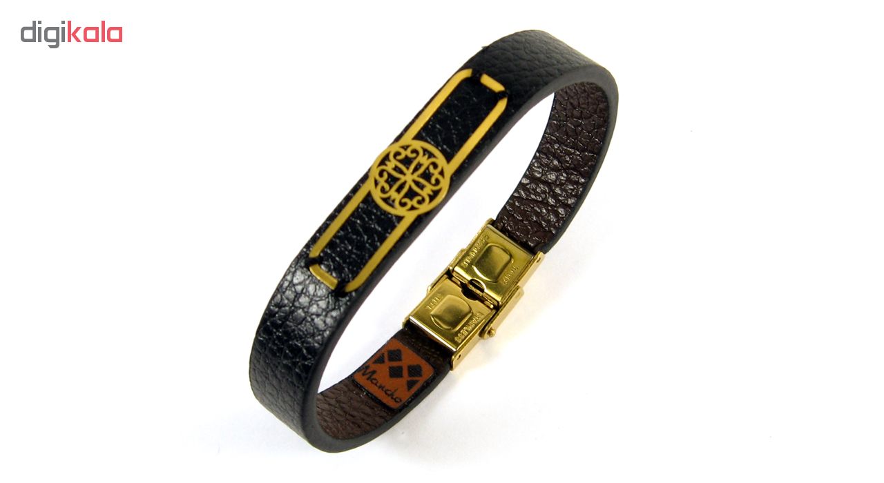 دستبند چرم و طلا 18عیار مانچو مدل Bfg020 -  - 3