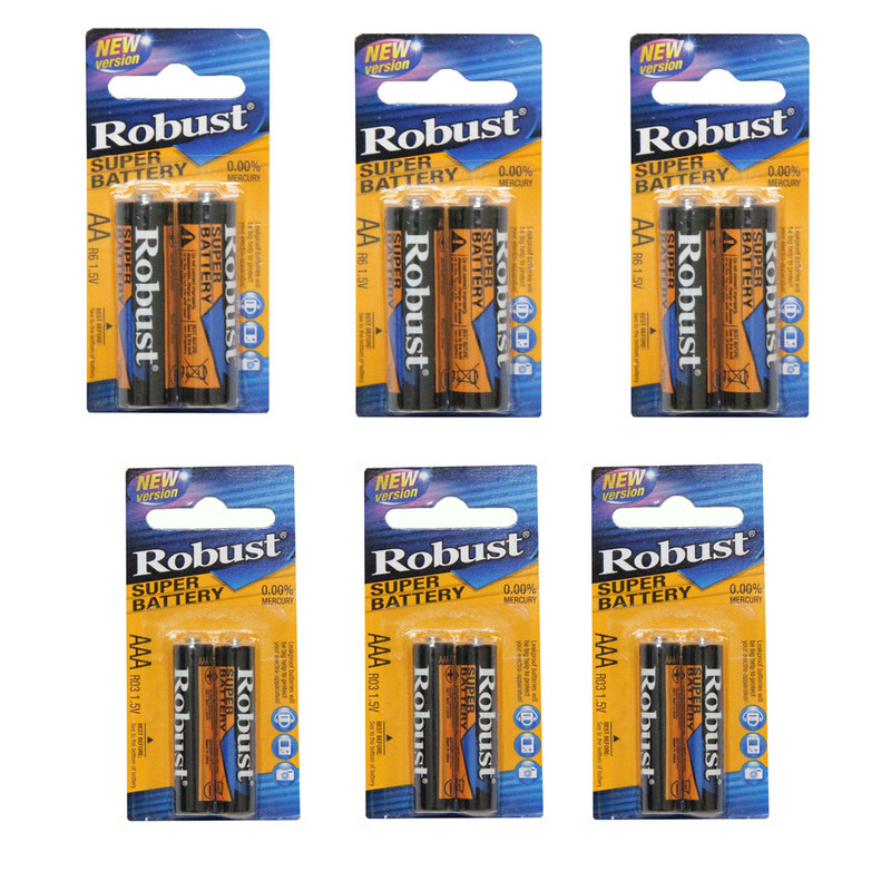 باتری قلمی و نیم قلمی روباست مدل SUPER BATTERY بسته 12 عددی
