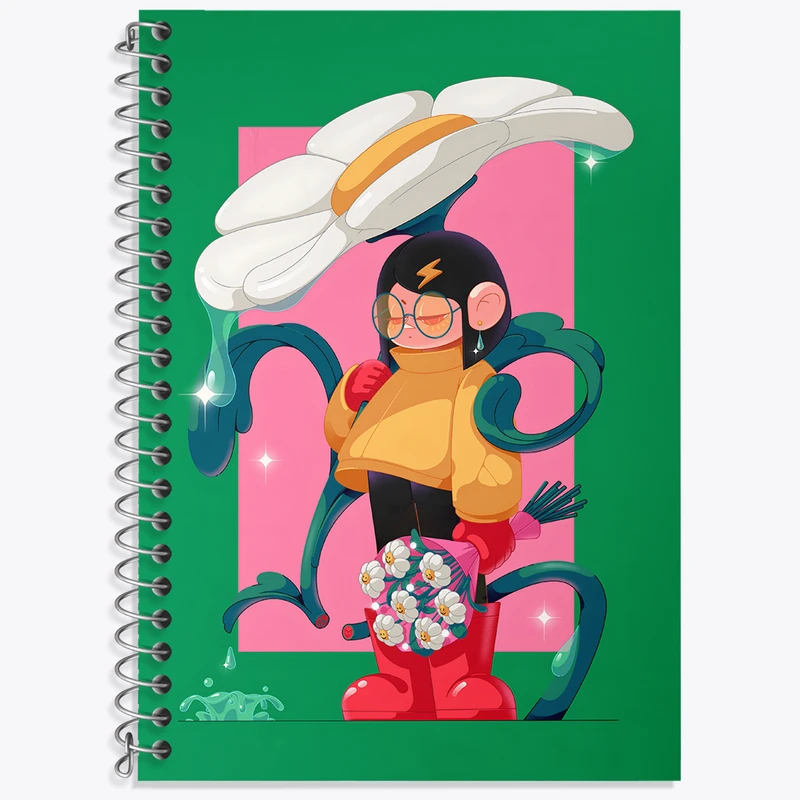 دفتر زبان 50 برگ خندالو مدل دو خط طرح دخترانه کد N4808