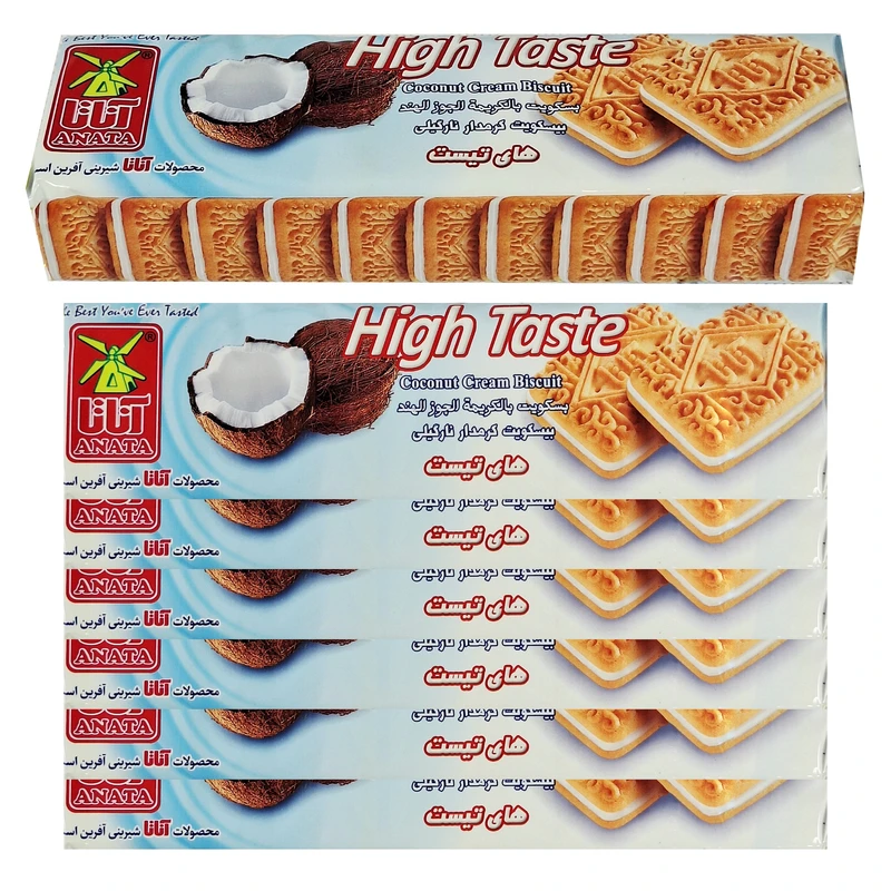 بیسکویت کرمدار نارگیلی آناتا - 115 گرم بسته 18 عددی