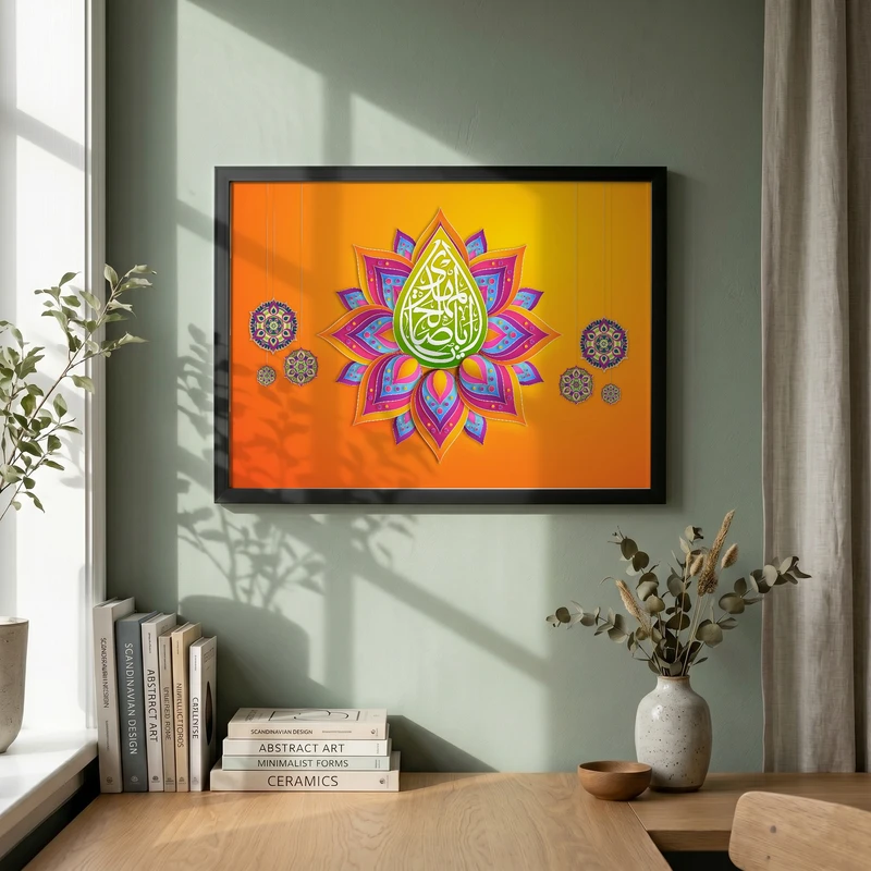 تابلو طرح ولادت امام زمان (عج) مدل G15093 فریم مشکی