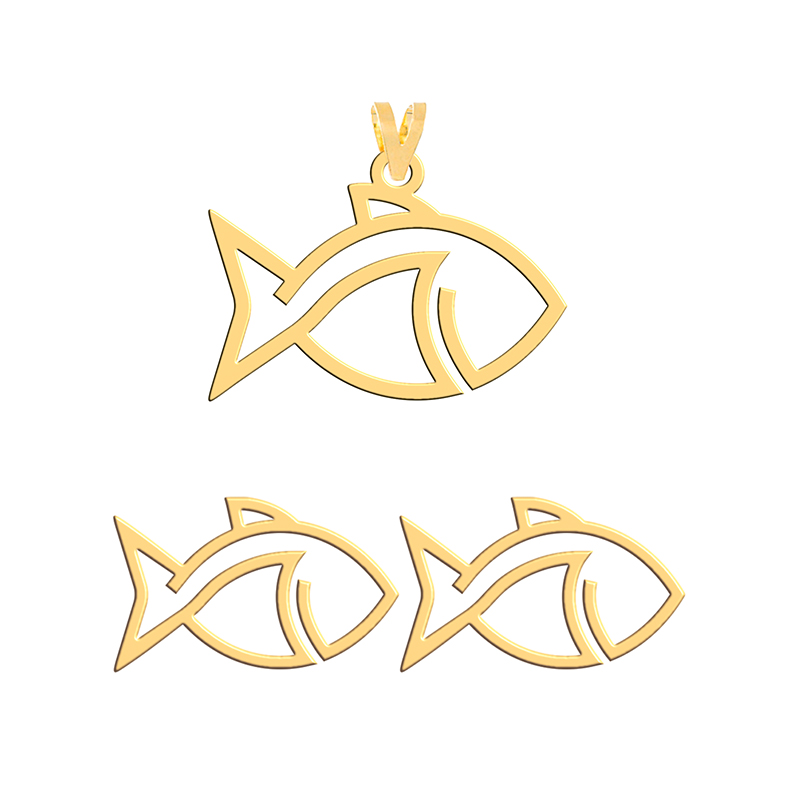 نیم ست طلا 18 عیار زنانه فرشته مدل ماهی WHSL-000411