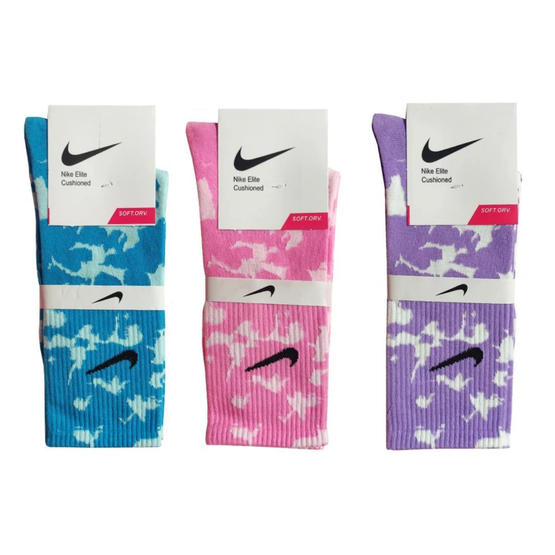 جوراب ورزشی ساق بلند زنانه مدل آب‌رنگی کد BPP مجموعه 3 عددی