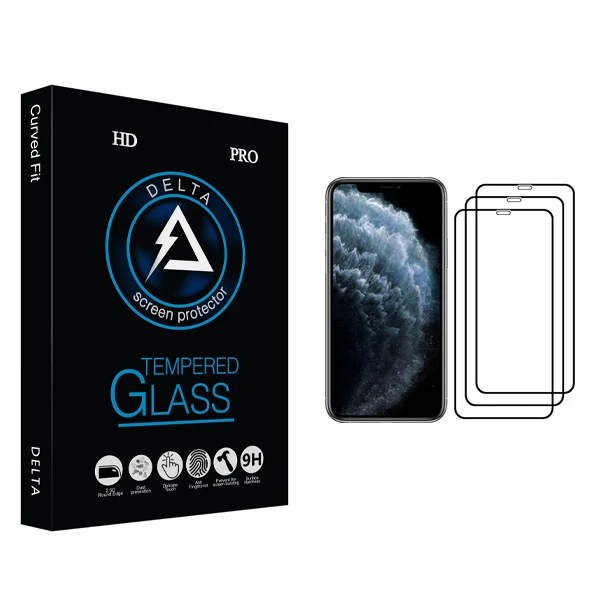 محافظ صفحه نمایش دلتا مدل HD مناسب برای گوشی موبایل اپل iPhone 11 Pro بسته سه عددی