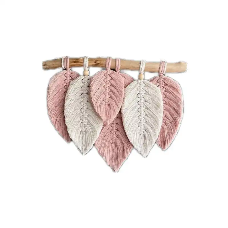 آویز بافتنی مدل برگ مکرومه