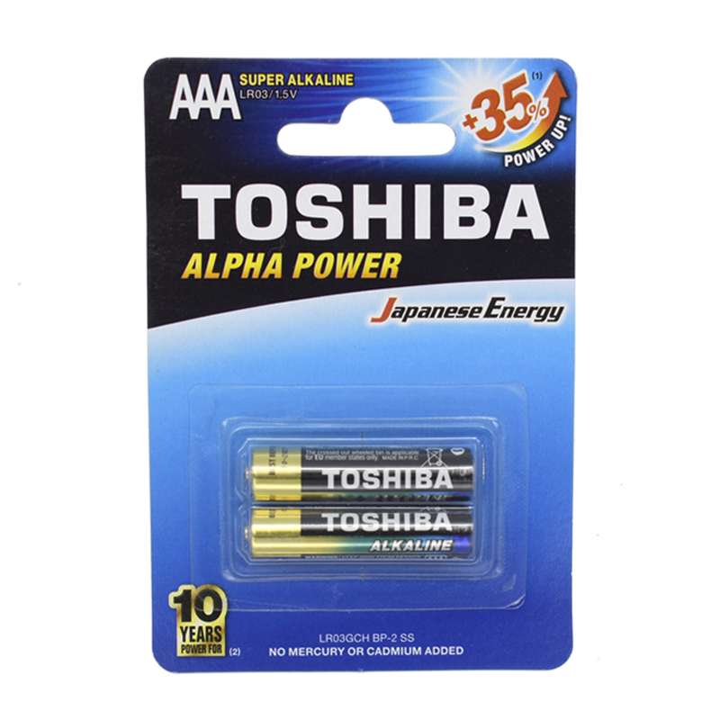 باطری نیم قلمی سوپر آلکالاین توشیبا مدل Alpha Power بسته 2 عددی باطری نیم قلمی سوپر آلکالاین توشیبا مدل Alpha Power بسته 2 عددی