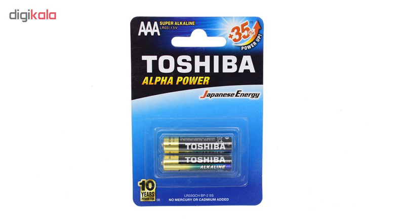 باطری نیم قلمی سوپر آلکالاین توشیبا مدل Alpha Power بسته 2 عددی