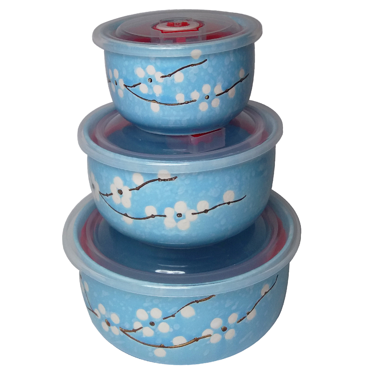 ظرف نگهدارنده غذا طرح گل ژاپنی بسته 3 عددی