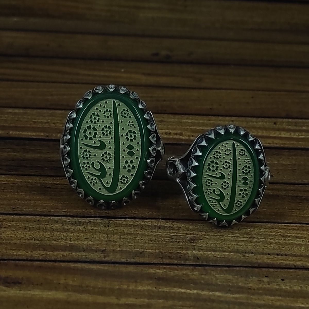 ست انگشتر نقره زنانه و مردانه سلین کالا مدل عقیق خطی طرح یاعلی Mps-15 -  - 2