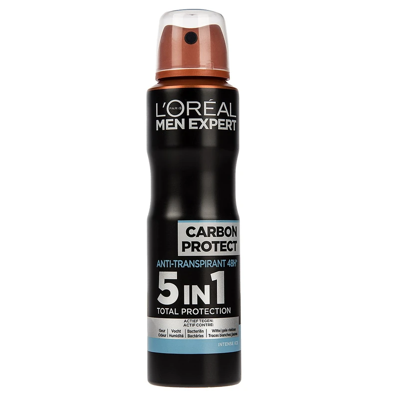 اسپری ضد تعریق مردانه لورآل سری Men Expert مدل Carbon Protect 48H حجم 150 میلی لیتر