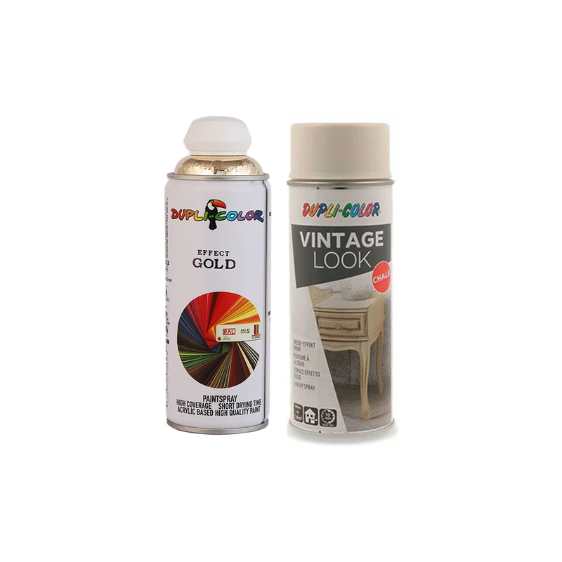 اسپری رنگ گچ  نسکافه ای و رنگ طلایی دوپلی کالر مدل vintage2 حجم 400 میلی لیتر