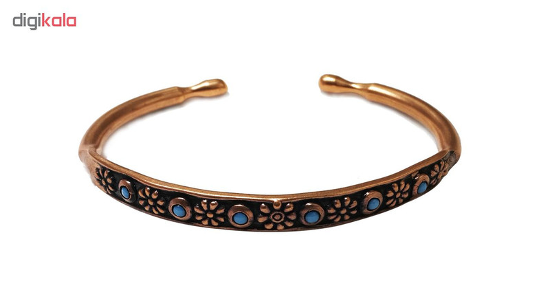 دستبند مسی طرح گل فیروزه ای