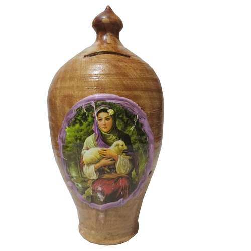 قلک سفالی طرح پرتره زن و بره مدل S316