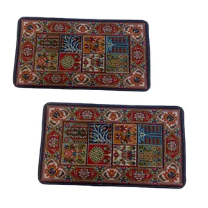 پادری مدل گلیم ماشینی سنتی کاشان سایز 80x50 سانتی متر مجموعه دو عددی