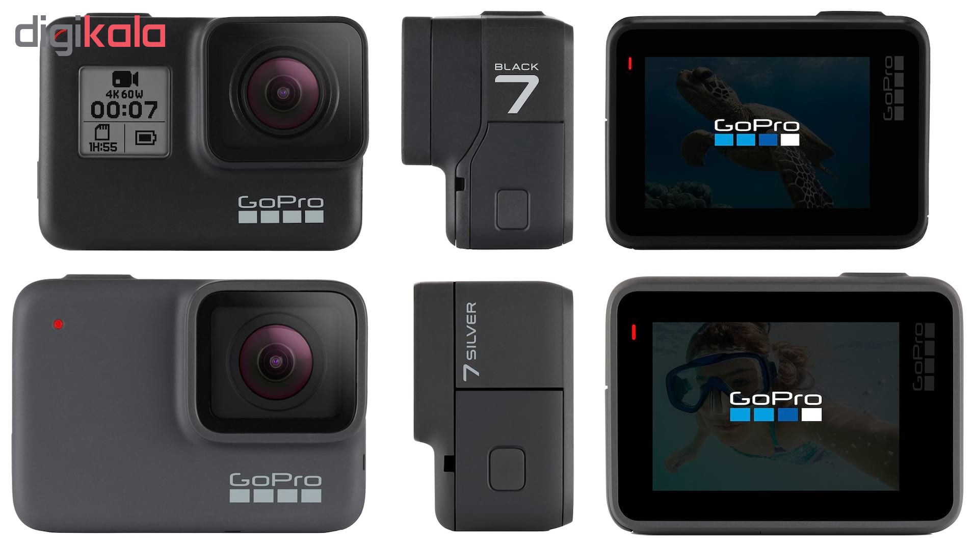 دوربین فیلم برداری ورزشی گوپرو مدل HERO7 Black Quick Stories به همراه قاب ضد آب و بندآویز و محفظ صفحه و لنز پلوز