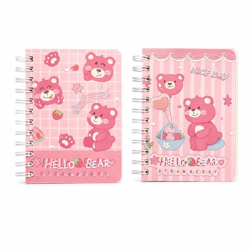  دفترچه یادداشت 80 برگ سیمی مدل Hello Bear  کد H101 بسته دو عددی
