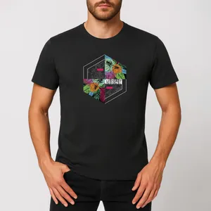 تی شرت آستین کوتاه مردانه موها فیتنس مدل 2621-FLOWER