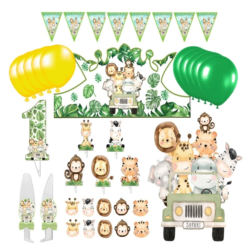 مجموعه 38 عددی تم تولد مدل حیوانات جنگل آبرنگی کد 01