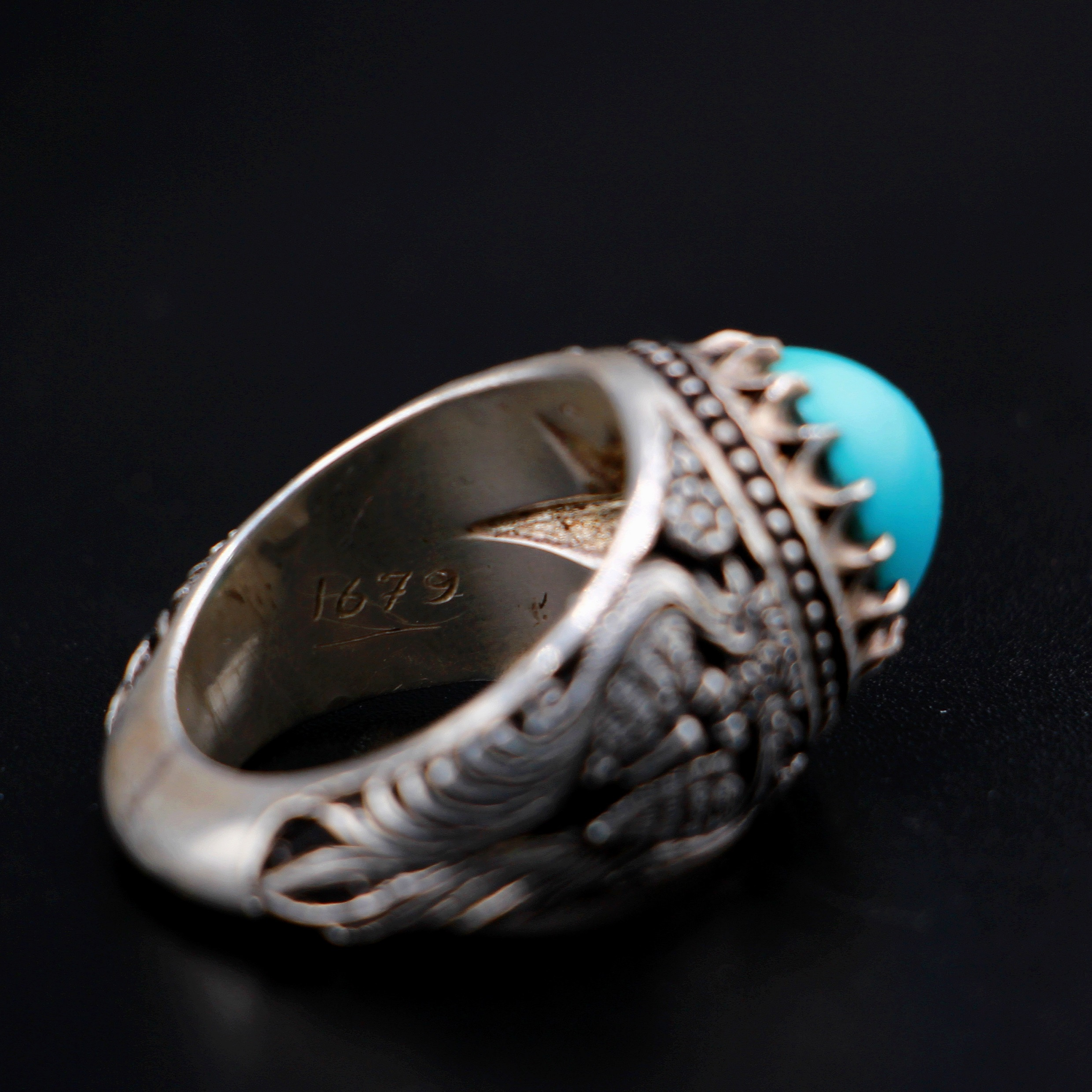 انگشتر نقره مردانه مدل فیروزه نیشابوری کلکسیونی