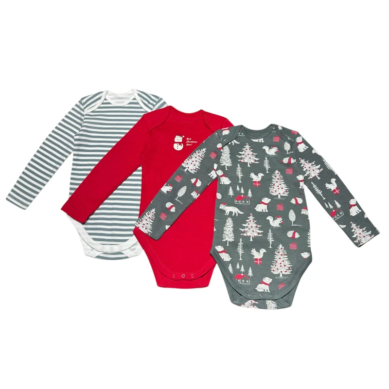 بادی آستین بلند نوزادی سی اند ای مدل 8081 مجموعه 3 عددی