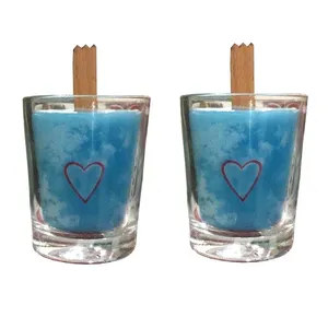 شمع لیوانی مدل فيتيله چوبي معطر گل مريم بسته 2 عددي