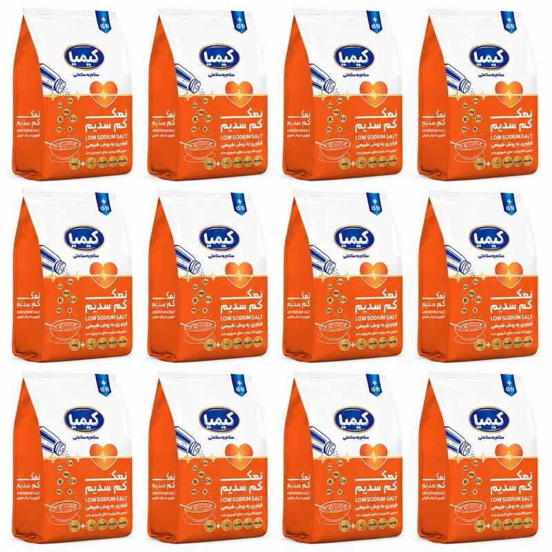 نمک کم سدیم خوراکی حاوی پتاسیم و زینک - 500 گرم مجموعه 12 عددی