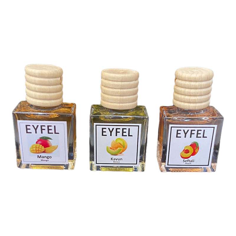 خوشبوکننده خودرو ایفل مدل هلو انبه و طالبی کد Peach-Mango-Melon حجم 10میلی لیتر بسته 3 عددی