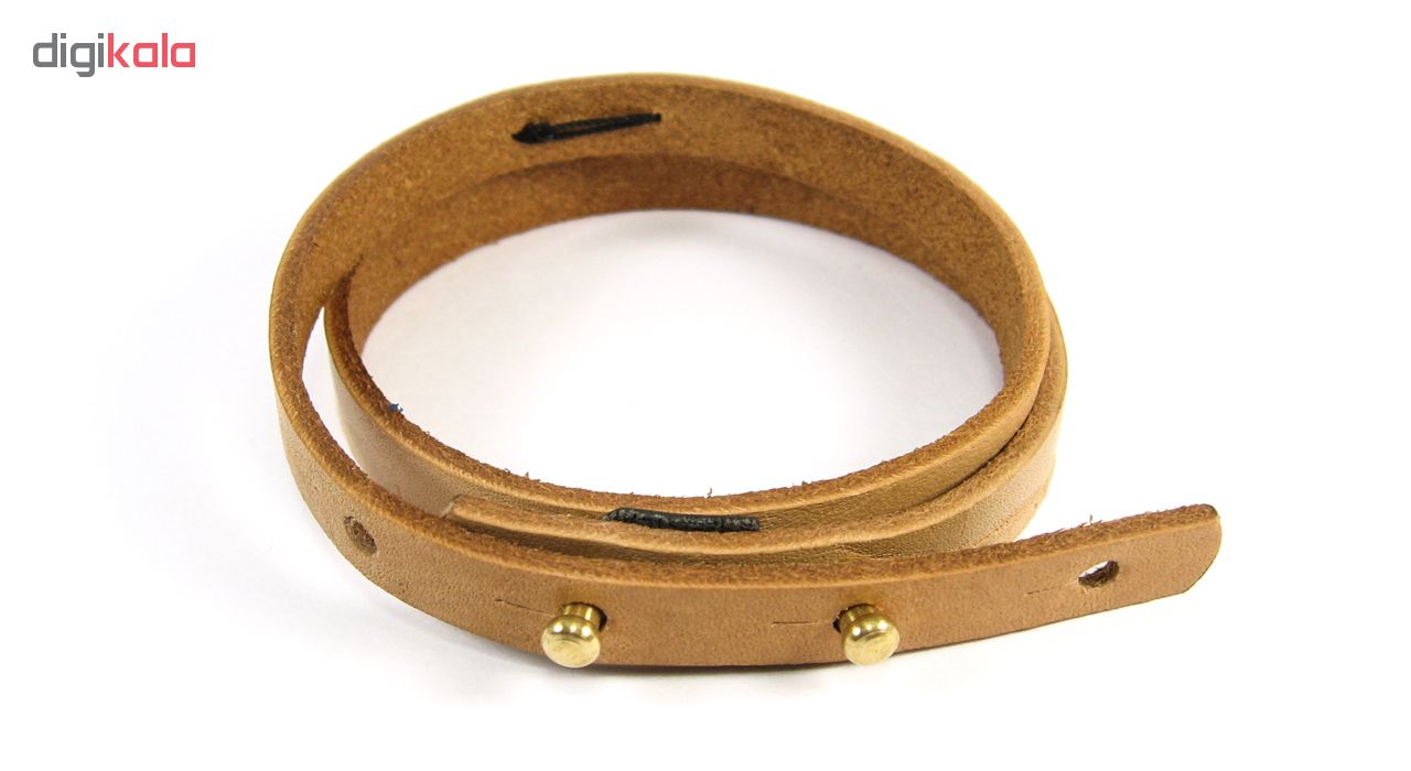 دستبند چرم و طلا 18عیار مانچو مدل bfg026