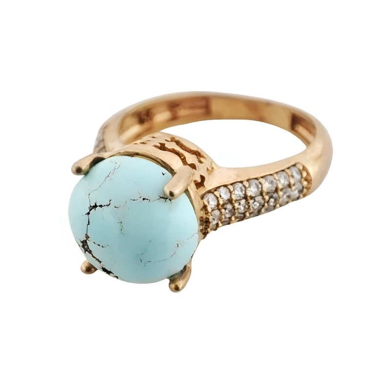 انگشتر زنانه مدل طلا روس فیروزه نیشابور q048