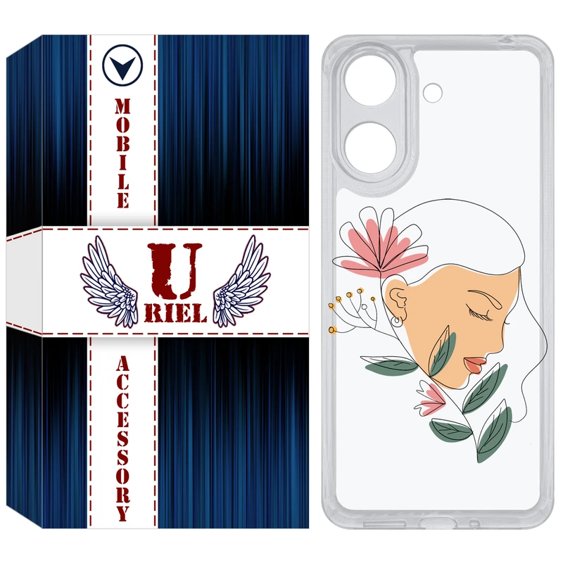 کاور یوریل مدل Clear کد 53 طرح صورت زن مناسب برای گوشی موبایل شیائومی Redmi 13C / Poco C65