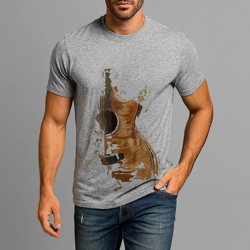 تیشرت آستین کوتاه مردانه طرح گیتار کد W437