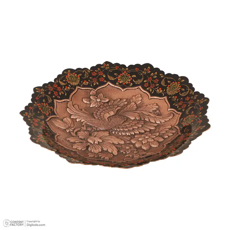 بشقاب دیوارکوب قلمزنی قهرمانی طرح گل و پرنده کد 917