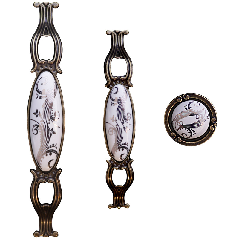 دستگیره کابینت مدل زیتونی سفید بسته 3 عددی