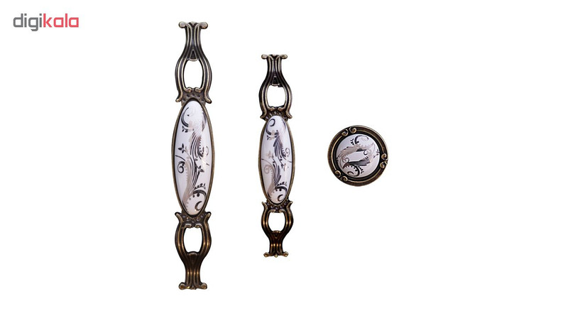 دستگیره کابینت مدل زیتونی سفید بسته 3 عددی