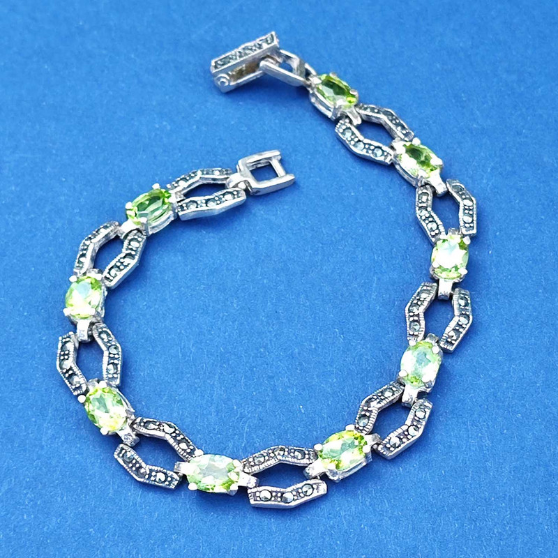 دستبند نقره زنانه مدل جواهری زبرجد HW8047