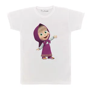 تی شرت آستین کوتاه بچگانه پرمانه طرح ماشا و میشا کد pmt.6842