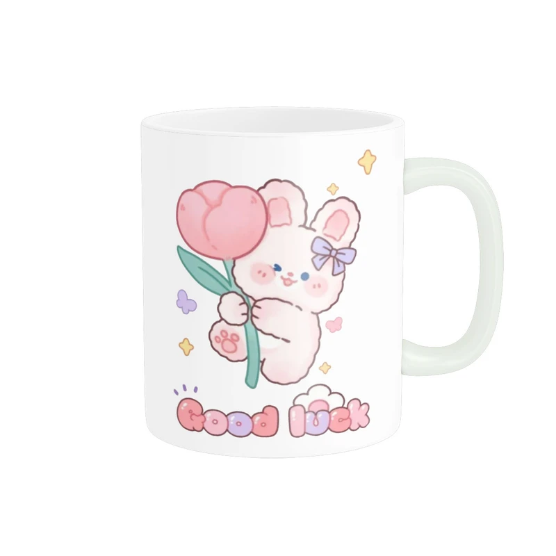 ماگ پاد آفرین مدل طرح موفق باشی خرگوش عروسکی کیوت فانتزی پینترستی سرامیکی کد 444