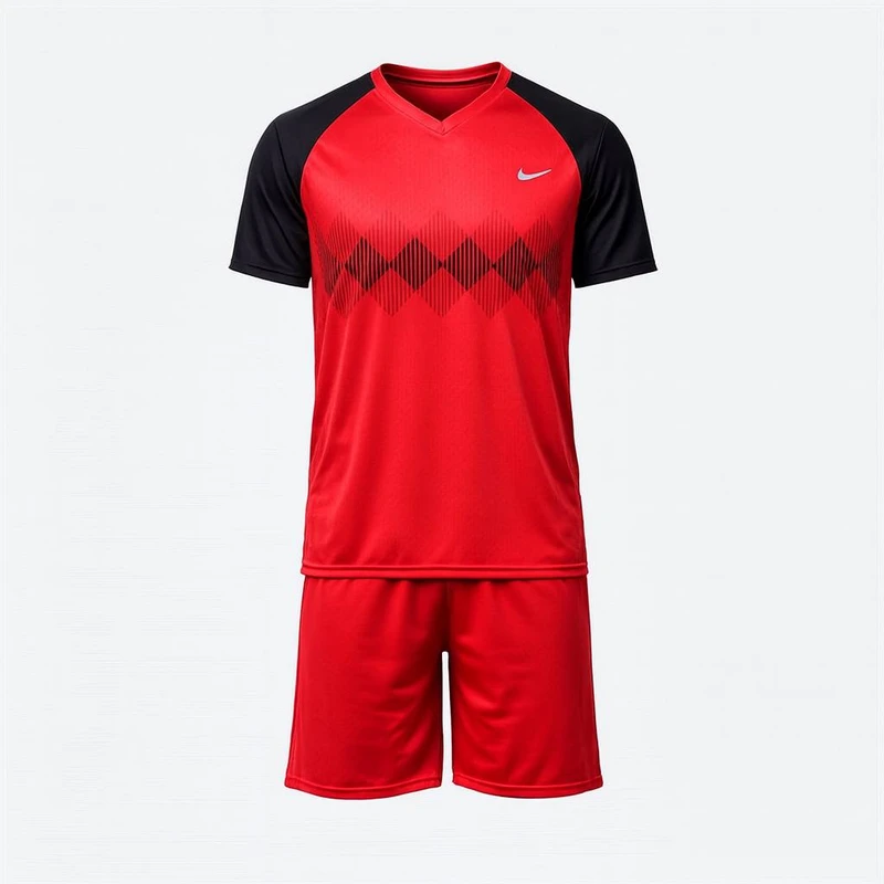 ست تی‌شرت آستین کوتاه و شلوارک ورزشی مردانه مدل لوزی کد 51036